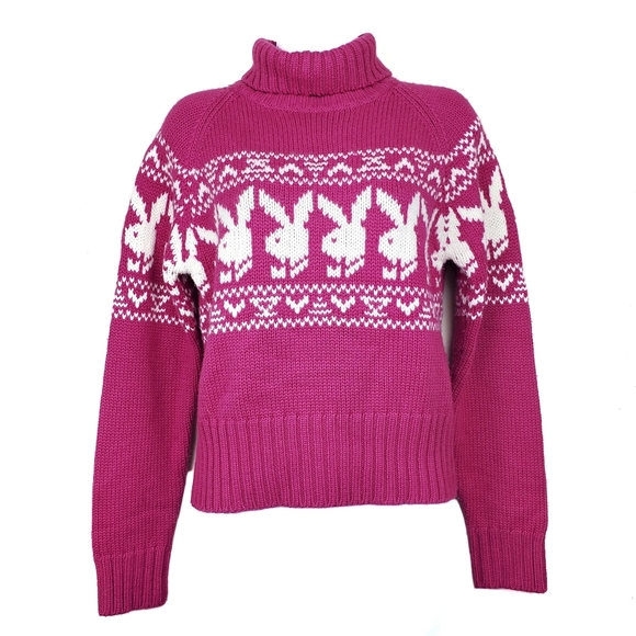 Playboy Bunny Pink Fair Isle Turtleneck 